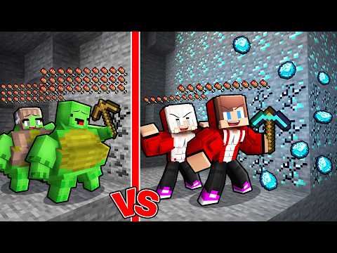 JJ and Mikey: STRONG vs FAT Family Battle in Minecraft...