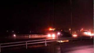 Liebherr LG 1750 and LTM 1500 8.1  Mobile cranes  passing by in the night