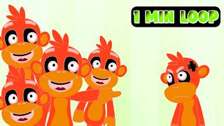 [1 MINUTE LOOP] Five Little Monkeys Jumping on the Bed 🐒🎵 Fun Sound Variations Remix Nursery Rhymes