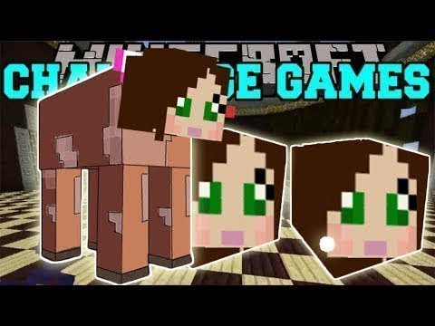 PopularMMOs PAT and JEN Minecraft JEN COW CHALLENGE GAMES Lucky Block Mod Modded Mini Game