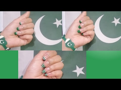 green and white nail polish designs| 14 Aug nails | green nailart tutorial | Independence day nails