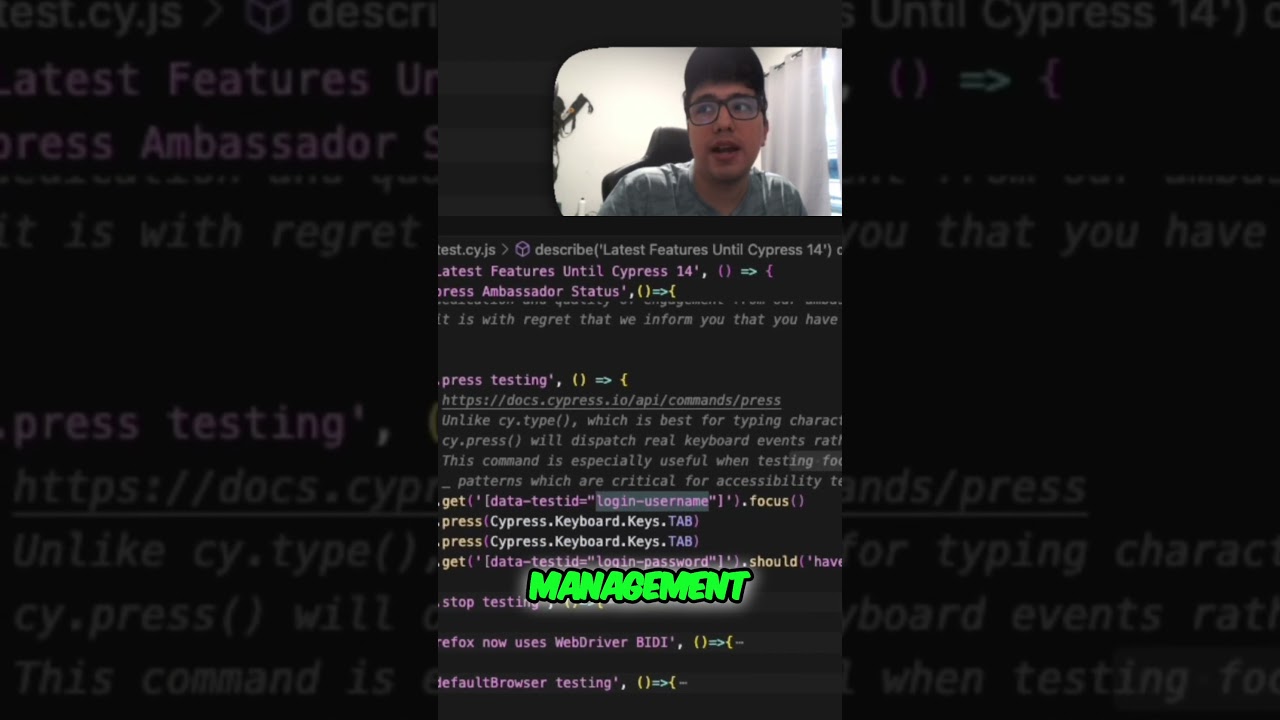 Cypress  Testing Focus Management & Keyboard Navigation   Let's Start! #coding #automation #code