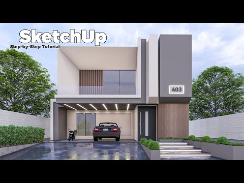 SketchUp Tutorial | Step by Step For Beginner | Modern Villa | nice tower