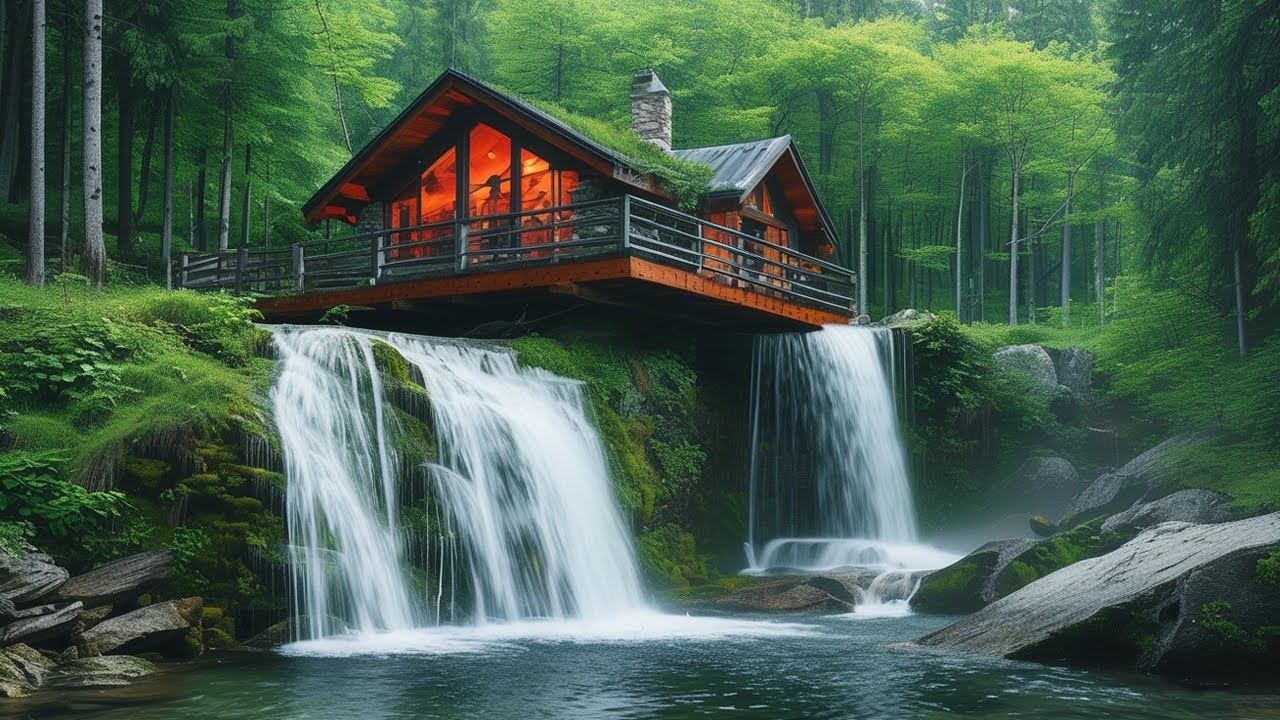 Relaxation With Waterfall Sounds Treehouse Forest ,Natural Sound