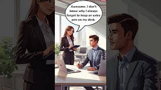 Borrowing a Pen at Work – Simple English Conversation | Coworkers