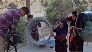 Preparing materials for toilet construction by Atabek and Shahin