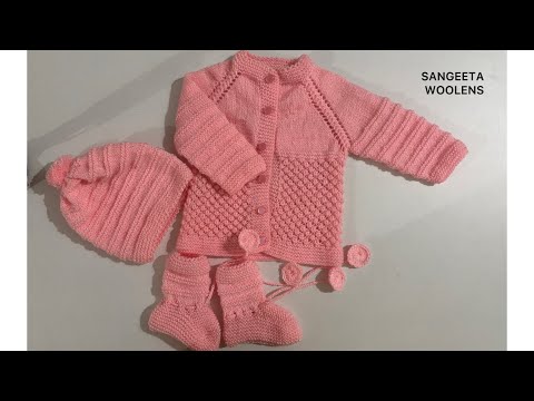 New born baby set for (0 to 3) months full tutorial. Woolen sweater for baby up to 3 months.