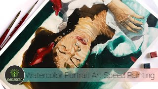 AvocaDebo Watercolor Portrait Art [Time lapse] #4 | Painting water ripples and underwater effects