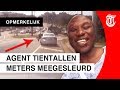 Dashcam: vluchtende verdachte is knettergek