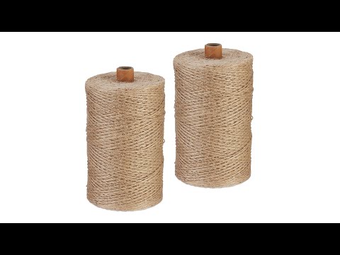 Jute touw 1 mm x 500 m set van 2 bruin - natuurvezel - 9 x 15 x 9 cm