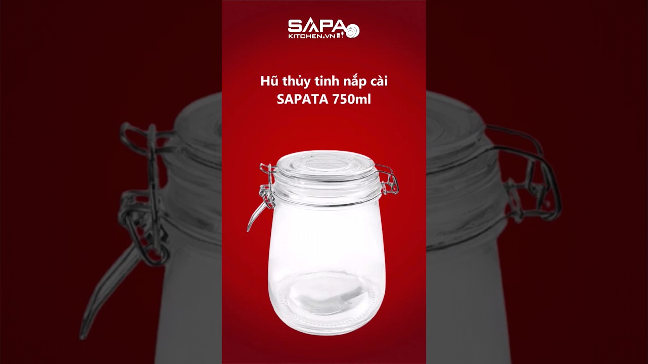 Hũ thủy tinh tròn nắp cài inox 0.75L - SAPATA
