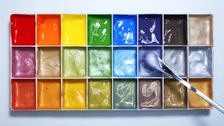 Gold vs Silver—24 Stunning Acrylic Colors in Just 4 Minutes! Satisfying Color Mixing