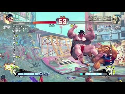 PS3 omitsubou ( E.Honda ) Vs tacoskun ( Sagat ) USF4 Ranked Match