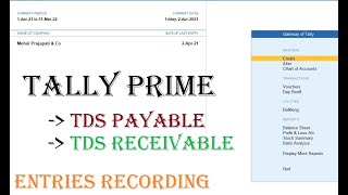 PART 3- TALLY PRIME - TDS ENTRIES IN TALLY -TDS PAYABLE & RECEIVABLE- IN HINDI