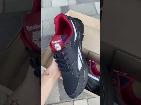 Чоловічі чорні шкіряні кросівки Reebok, чоловічі легкі повсякденні кросівки, шкіряне чоловіче взуття Рибок - фото 1 - id-p2115333412