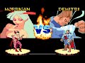 Darkstalkers 2 Morrigan Aensland Vs Demitri Maximoff Hard AI Arcade Mode Vampire Hunter Revenge
