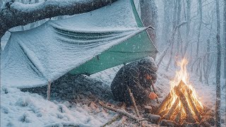 Trapped in a Fierce Snowstorm | Solo Survival in Extreme Winter Wilderness