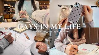 vlog）国試勉強,仕事,自炊…毎日充実させる社会人の平日🌸Newスマホケース📱⌇桜スイーツ,カフェ勉強☕️