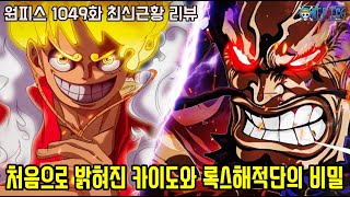 [원피스 1049화 최신근황 리뷰]마침내 밀짚모자 루피와 사황 카이도 전투종료!? 처음으로 밝혀진 카이도와 록스해적단의 비밀