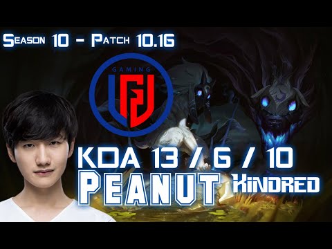LGD Peanut KINDRED vs GRAVES Jungle - Patch 10.16 KR Ranked