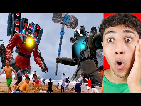 REAL LIFE skibidi toilet TITAN SPEAKERMAN vs TITAN CAMERAMAN ANIMATION!! (BIG BATTLE)