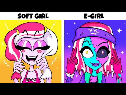 E-GIRL vs. SOFT GIRL In Monster School || How To Become Popular For 24 Hours!