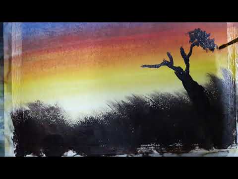 Acrylic painting colorful early morning sky