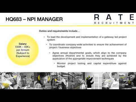 Job of the Week - HQ683 - NPI Manager