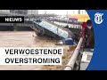 Veerboot crasht tegen brug door orkaan