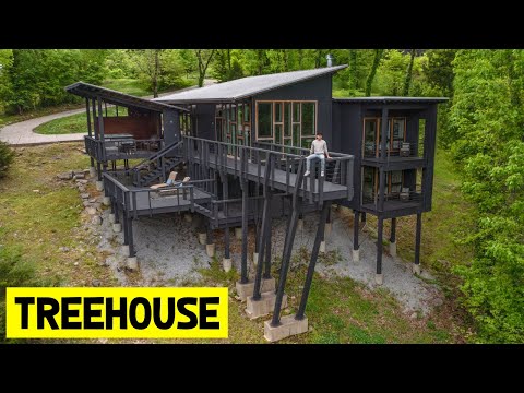 EINZIGARTIGES, ZWEISTÖCKIGE, ULTRAMODORENES BAUMHAUS mit Feuerstelle, Whirlpool und See!