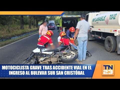 Motociclista grave tras accidente vial en el ingreso al Bulevar Sur San Cristóbal