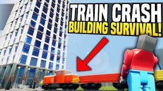 TRAIN CRASH BUILDING SURVIVAL - Brick Rigs Gameplay | Train Vs Skyscraper Challenge!
