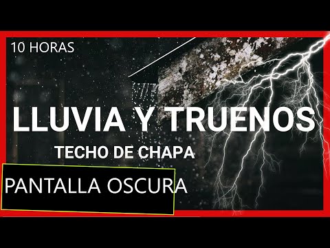 RAIN Sound💧 in SHEET Roof (Metal, Cinc) with TRUENOS [10 HOURS😲😲] Dark Screen