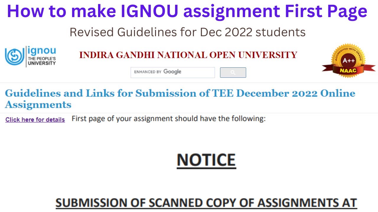 IGNOU Assignment Update | How to make IGNOU assignment First Page