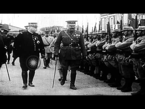 British War Minister, Lord Kitchener, visits France, hosted by French War Ministe...HD Stock Footage