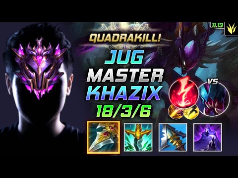 Master Kha'Zix Jungle vs Rek'Sai - 천상계 장인 정글 카직스 템트리 룬 독사 감전 カ＝ジックス Ка'Зикс 虚空掠夺者 - LOL KR 11.13
