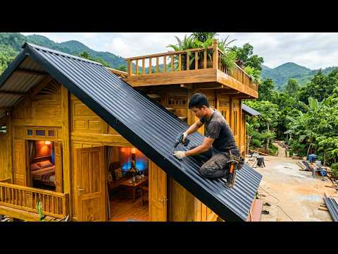 The young man built a luxurious, fully equipped wooden house in just 190 days.| @MR Huu Bushcraft