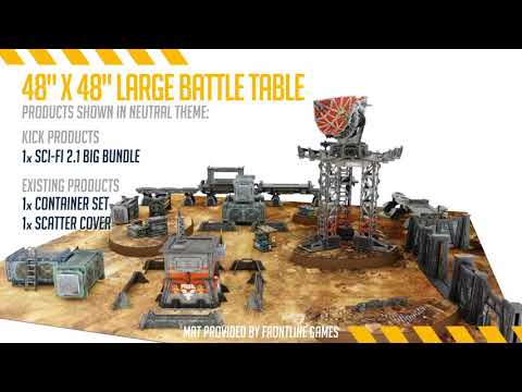 TinkerTurf SciFi Miniature Terrain - Large Battle Table Example 1 - Neutral Theme