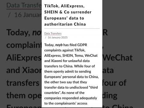 Tiktok hit with privacy complaint in EU    #aliexpress #gdpr #eu #noyb #shein #temu #xiaomi