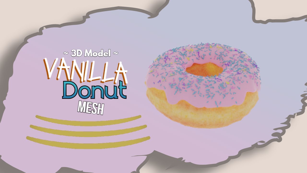 Vanilla donut mesh-texture and animation 3D Model