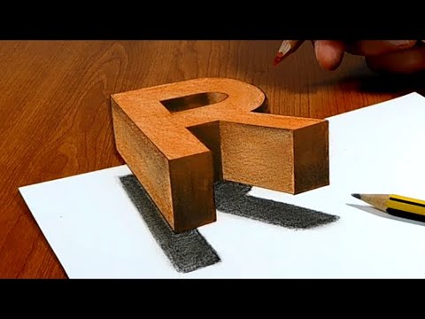 Drawing a R Hole in Line Paper   3D Trick Art Optical Illusion, #03