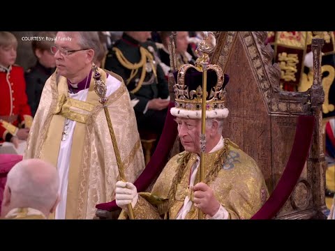 His Majesty King Charles III receives the Crown of St. Edward
