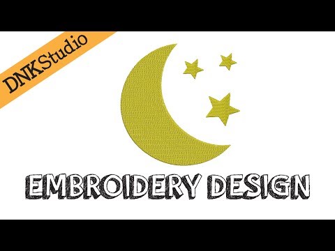 Moon and Star Embroidery Design