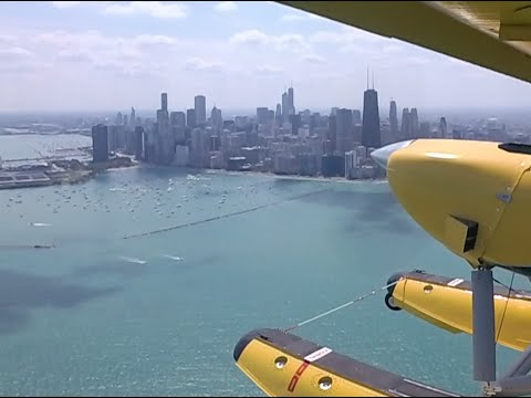 flying downtown Chicago