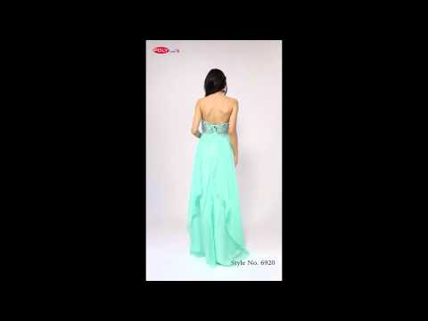 Polyusa Style 6920 Turquoise Strapless Full Length Chiffon Gown
