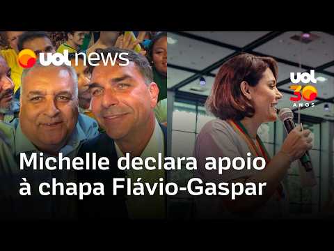 Michelle Bolsonaro declara apoio a Flávio-Gaspar e agradece mulheres que se dispuseram a vice