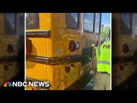 Video shows moments train clips school bus full of kids