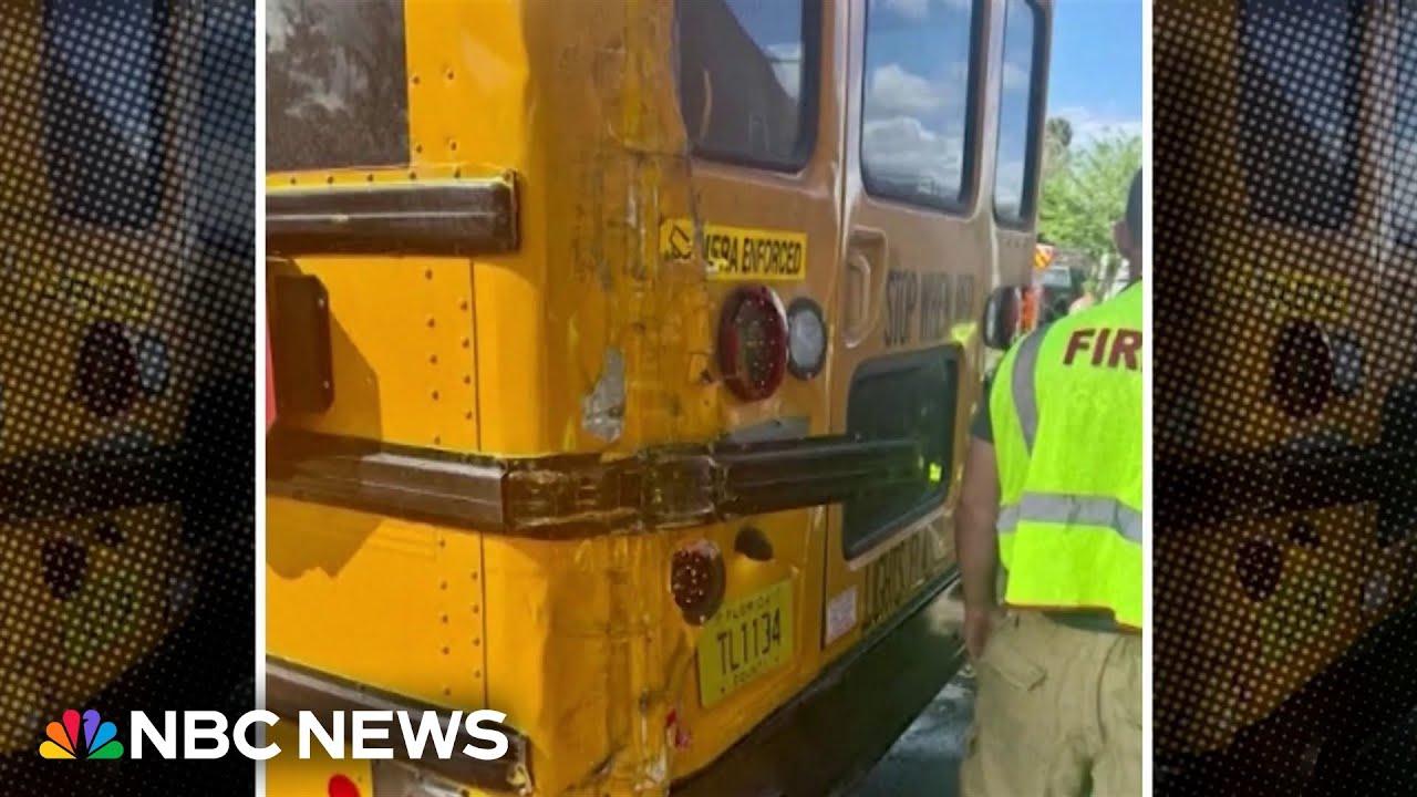 Video shows moments train clips school bus full of kids