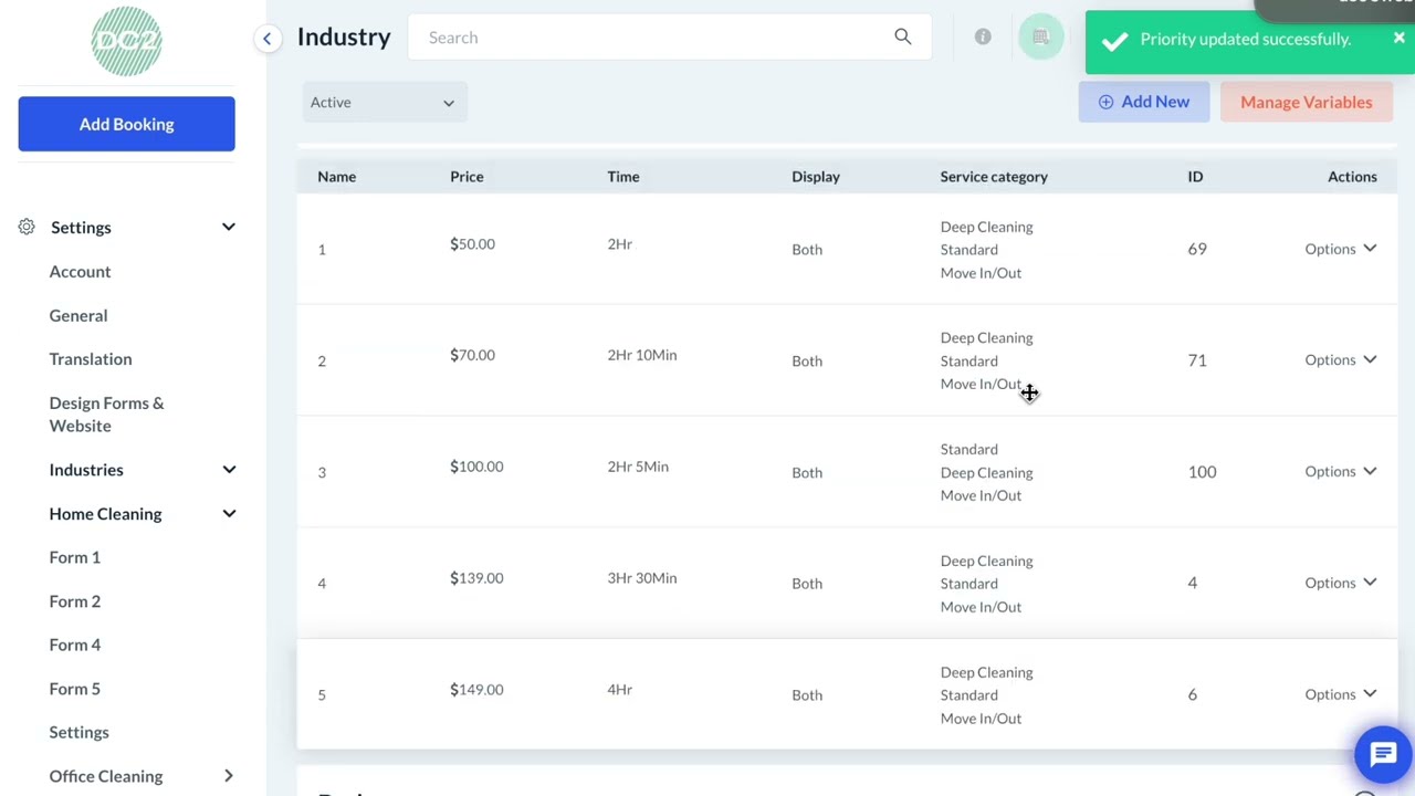 Setting Up Different Pricing Parameters for Different Service Categories