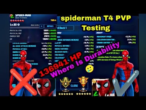 Marvel Future Fight | Spiderman T4 PVP Testing Full Test This Video Help You A Lot If You Watch